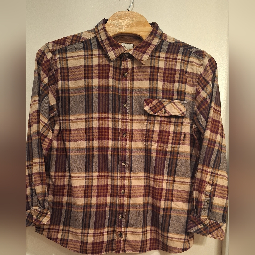 Legendary Whitetails Men's Maroon and Beige Plaid Long Sleeve Shirt 2XL